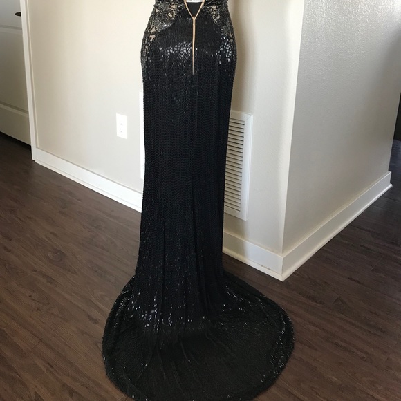 Black, Beaded, Sherri Hill Couture Gown. - Picture 5 of 7